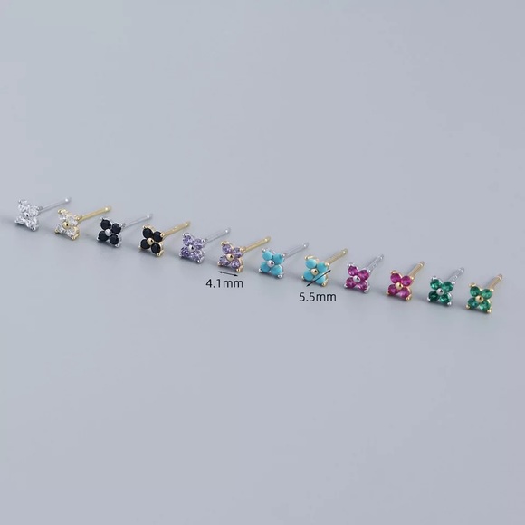 COPY - 1 pair 925 Sterling Turquoise Teal Gold Studs Hoops Hinges Pin Earrings - Picture 12 of 16